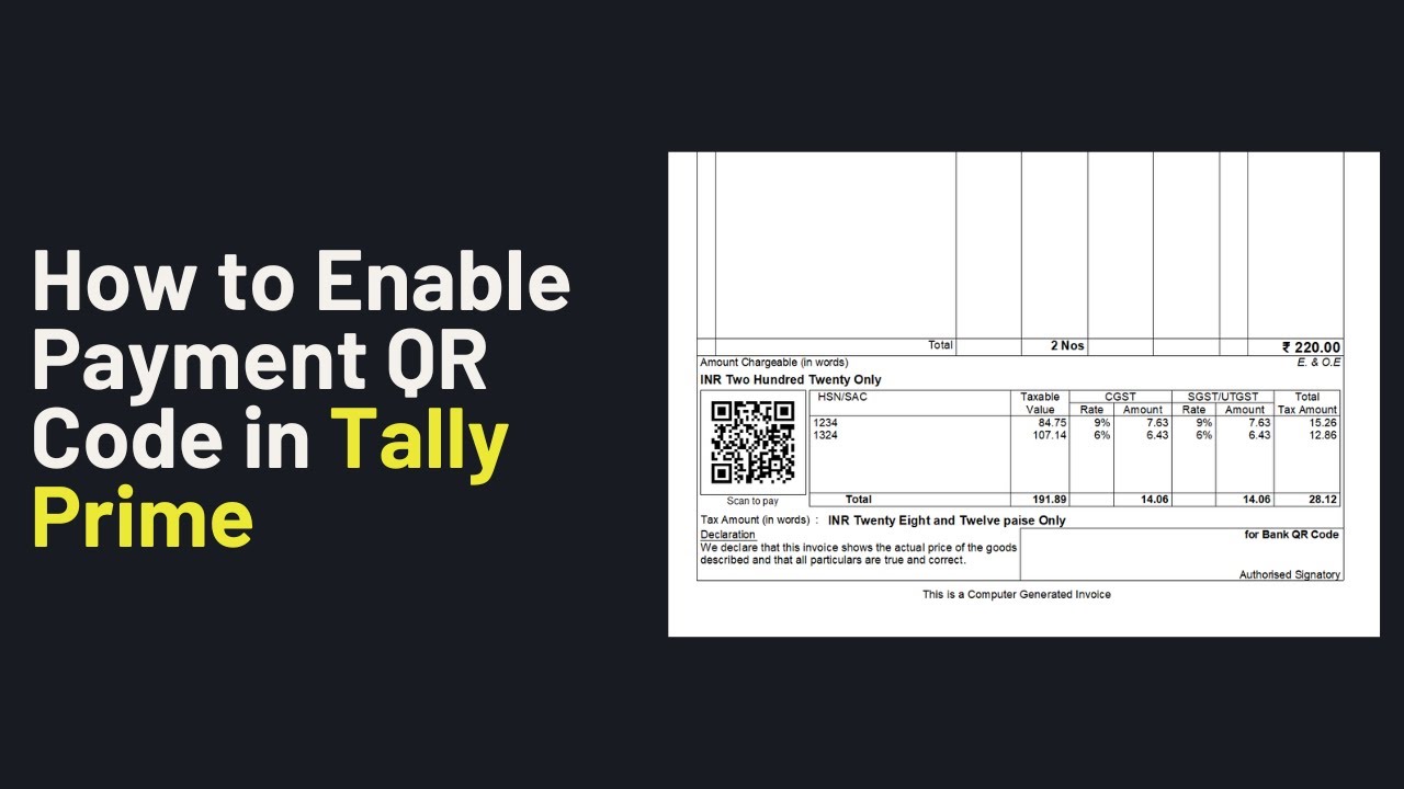 How to Enable bank QR code in Tally Prime