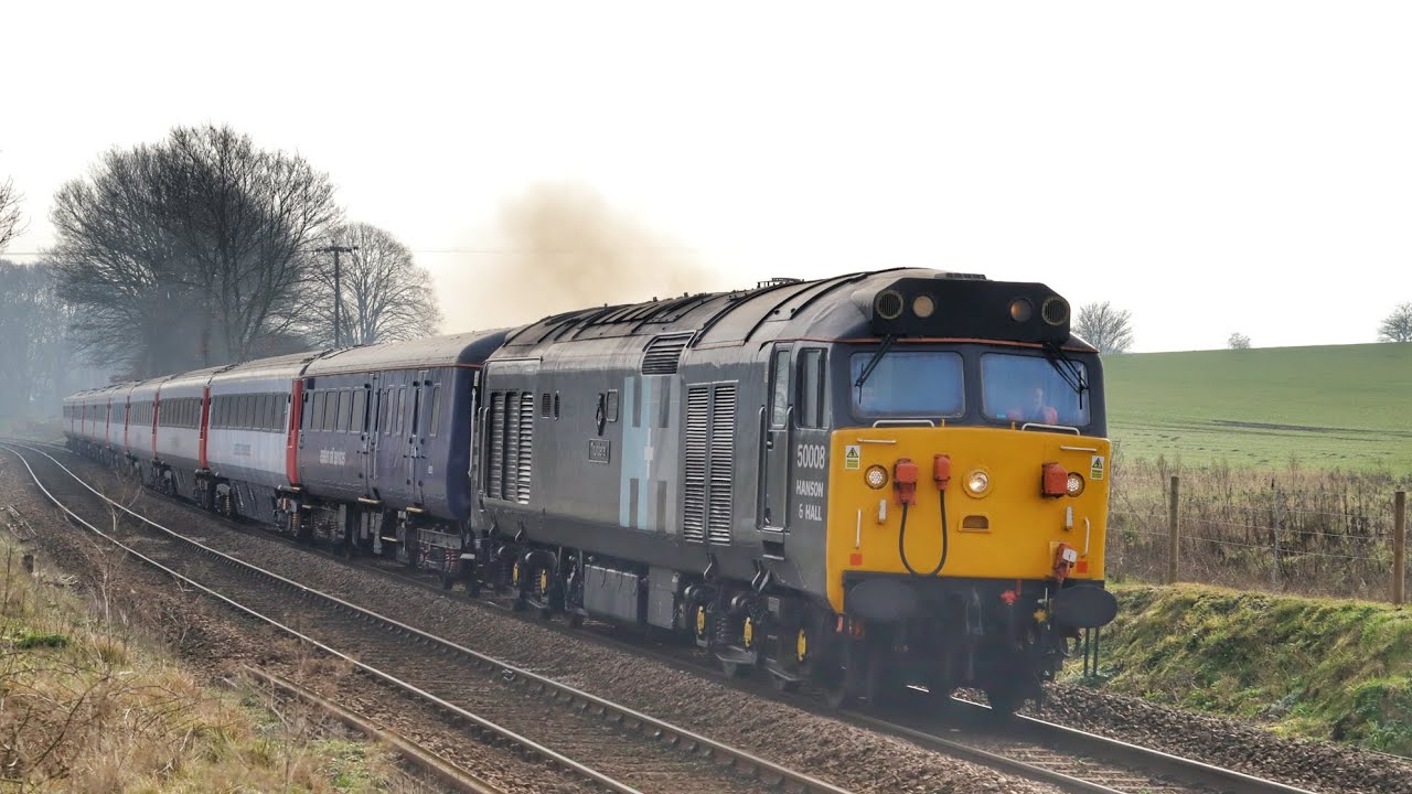 50008 Thunders past with Eastern Rail Services Mk3s