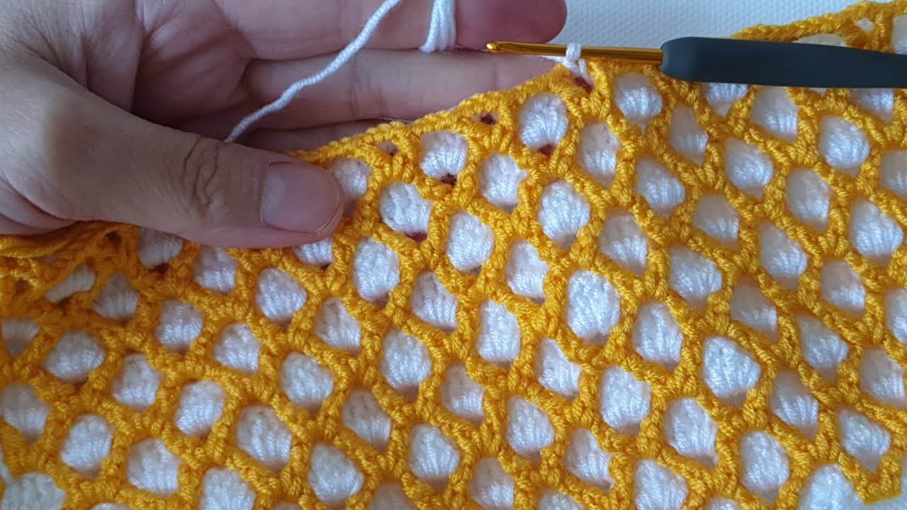 Bal Peteği örgü modeli knitting Crochet Honeycomb model