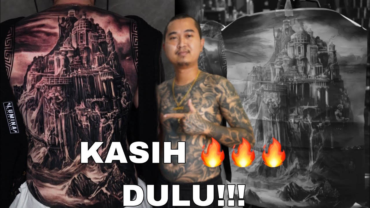 CRAZY FULL BACK TATTOO REQUEST ZEUS PALACE WITH DETAILS! TIME LAPSE TATTOO