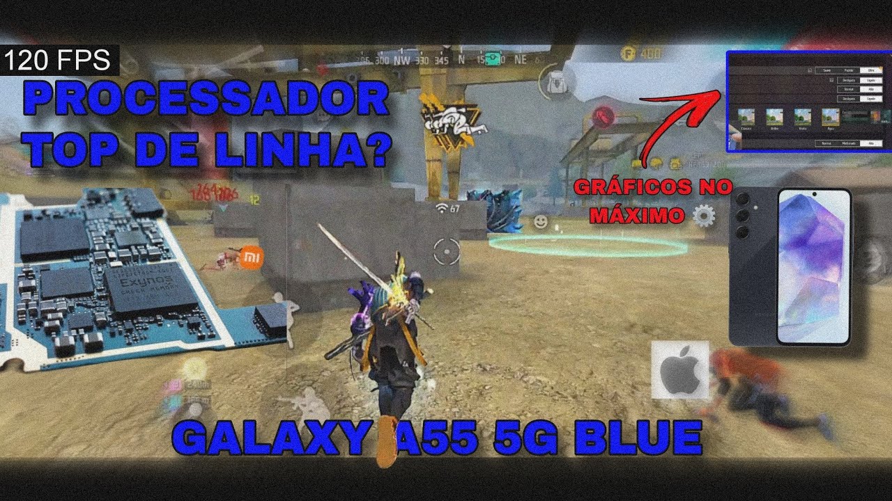GALAXY A55 5G RODA FREE FIRE NO ULTRA? 😱 TESTE NA PRÁTICA! [HANDCAM]