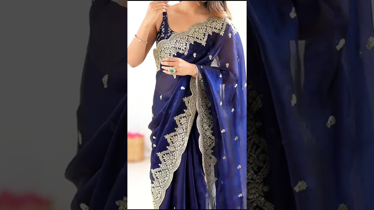 ✨💙 New Trendy Party Wear Saree Design 2026 | ✨ Bridal saree 😍 #youtubeshort #saree  #fashion #shorts