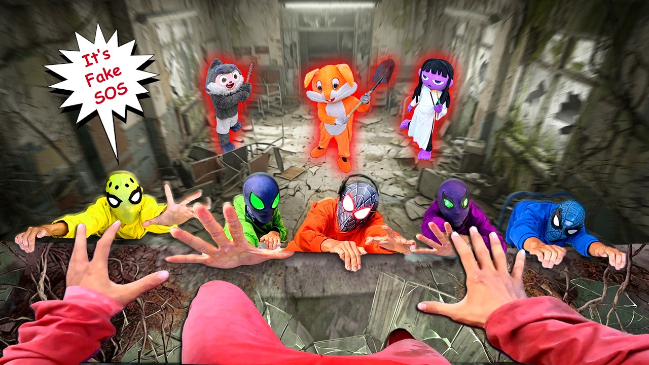 Bros 8 Spider-Man Was Tricked by Fake SOS Location ( Action POV vs 4 Giant Mascot Teddy Bear )
