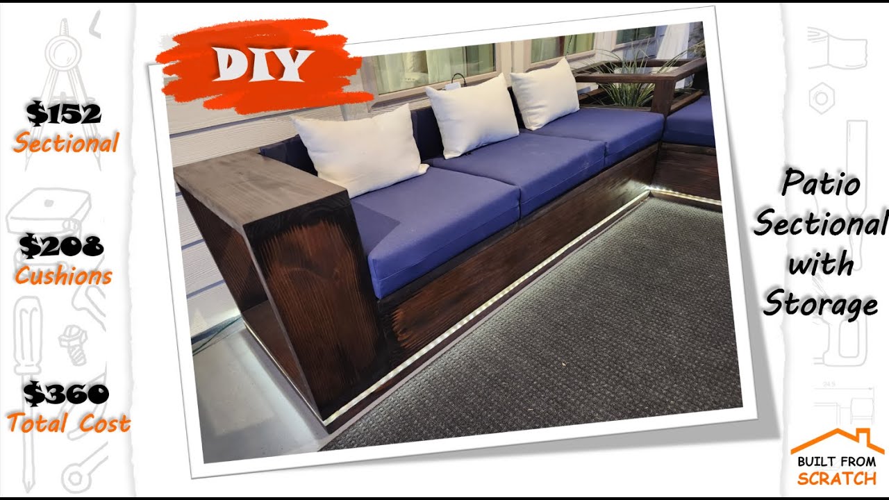 DIY Patio 3 Seat Sectional with Storage