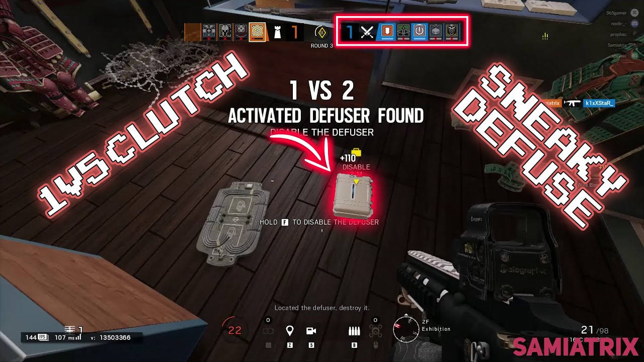 1V5 Jager Clutch / Sneaky Defuse - Rainbow Six Siege Gameplay - Samiatrix
