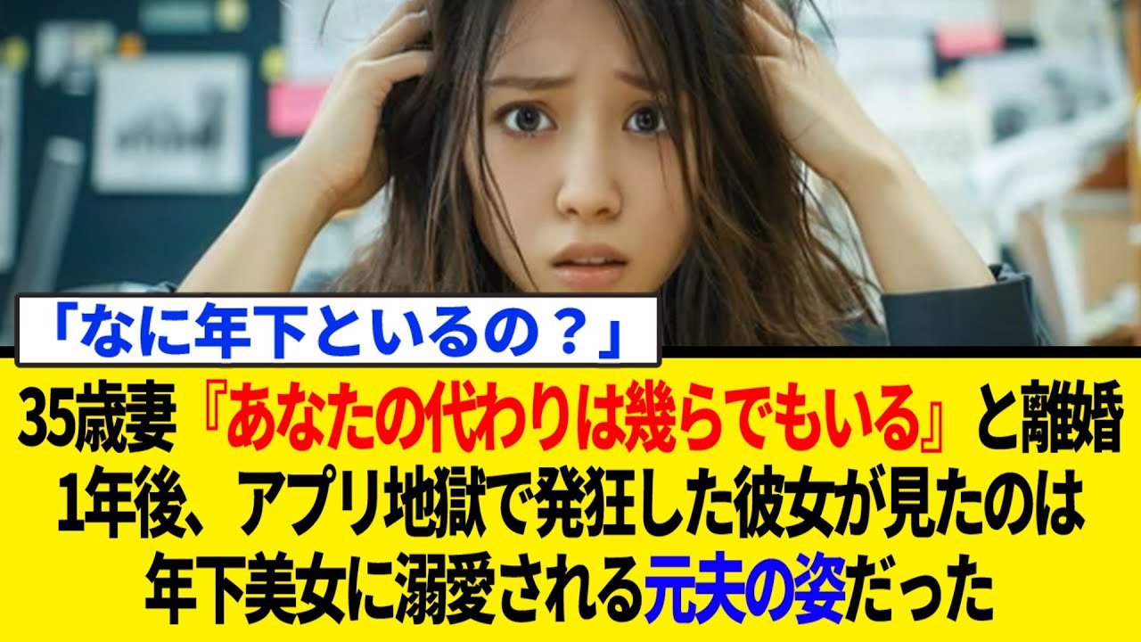 35歳妻『あなたの代わりは幾らでもいる』と離婚。1年後、アプリ地獄で発狂した彼女が見たのは、年下美女に溺愛される元夫の姿だった