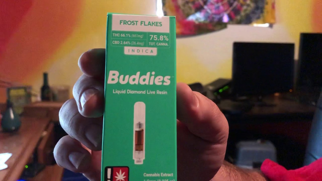Buddies &ldquo;Frost Flakes&rdquo; Liquid Diamond Live Resin Cannabis Extract Cartridge
