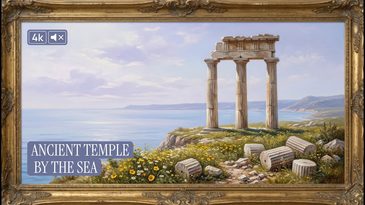 Ancient Temple by the Sea | 4K Frame TV Art | No Music