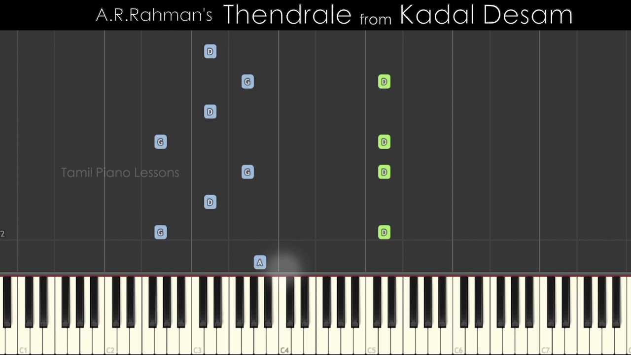 Thendrale Thendrale - Keyboard/Piano Notes  | A.R.Rahman  | Synthesia Tutorial Video