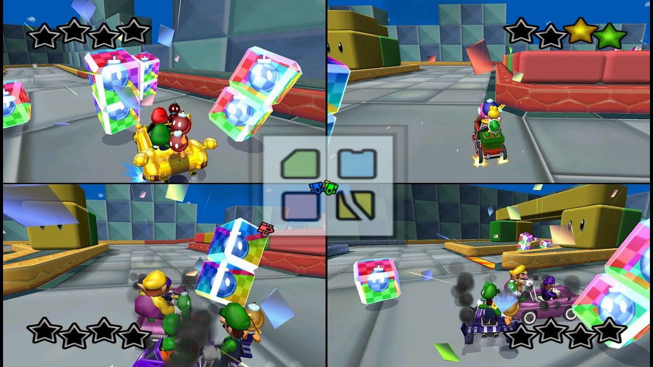 Mario Kart Double Dash!!: Bob-omb Blast: Block City 4 player Netplay 60fps