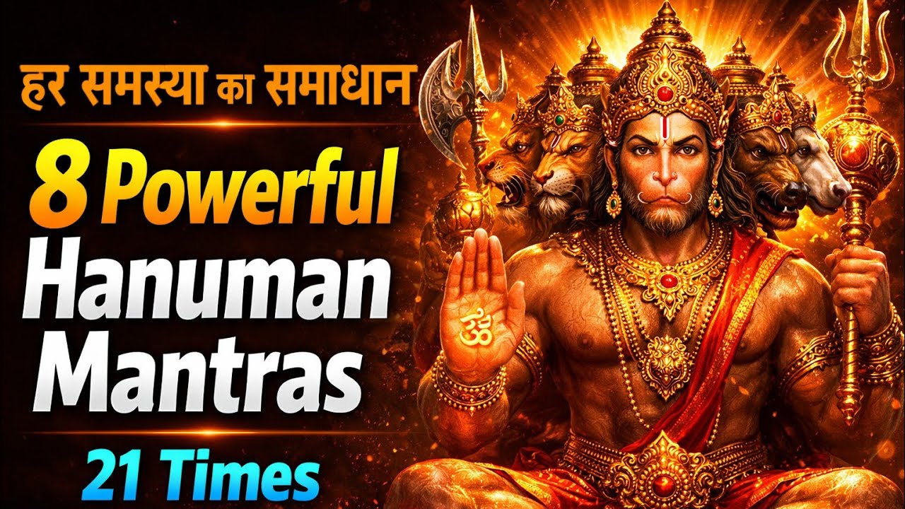 8 Powerful Hanuman Mantras | Remove All Problems Instantly | हर समस्या का समाधान | 21 Times
