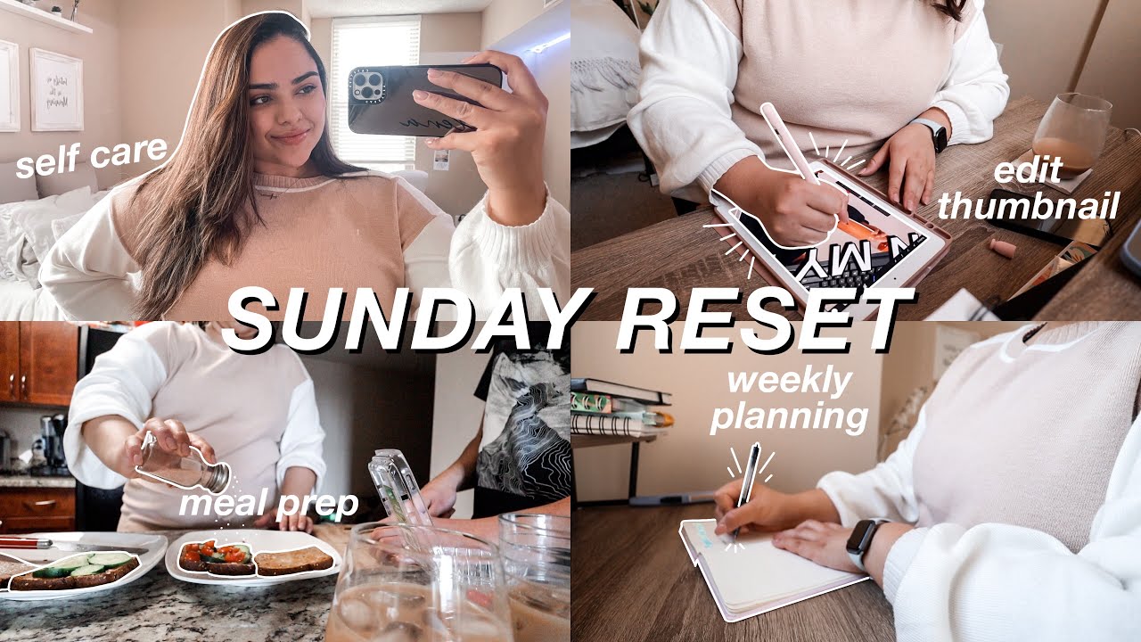 PRODUCTIVE SUNDAY RESET | weekly planning, fitness goals, meal prep, editing youtube thumbnail