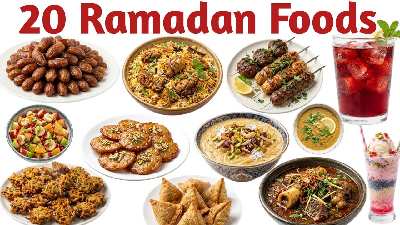 Learn 20 Ramadan Food Names | Iftar Foods for Kids | Kids Learning Video