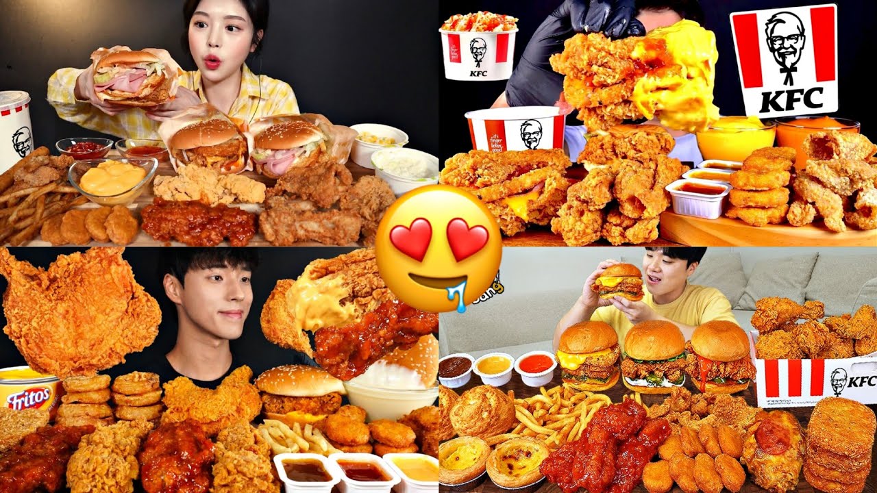 WHOLE KFC MENU VS MUKBANGERS ASMR MUKBANG (compilation)