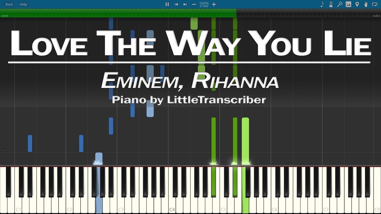 Eminem, Rihanna - Love The Way You Lie (Piano Cover) Synthesia Tutorial by LittleTranscriber