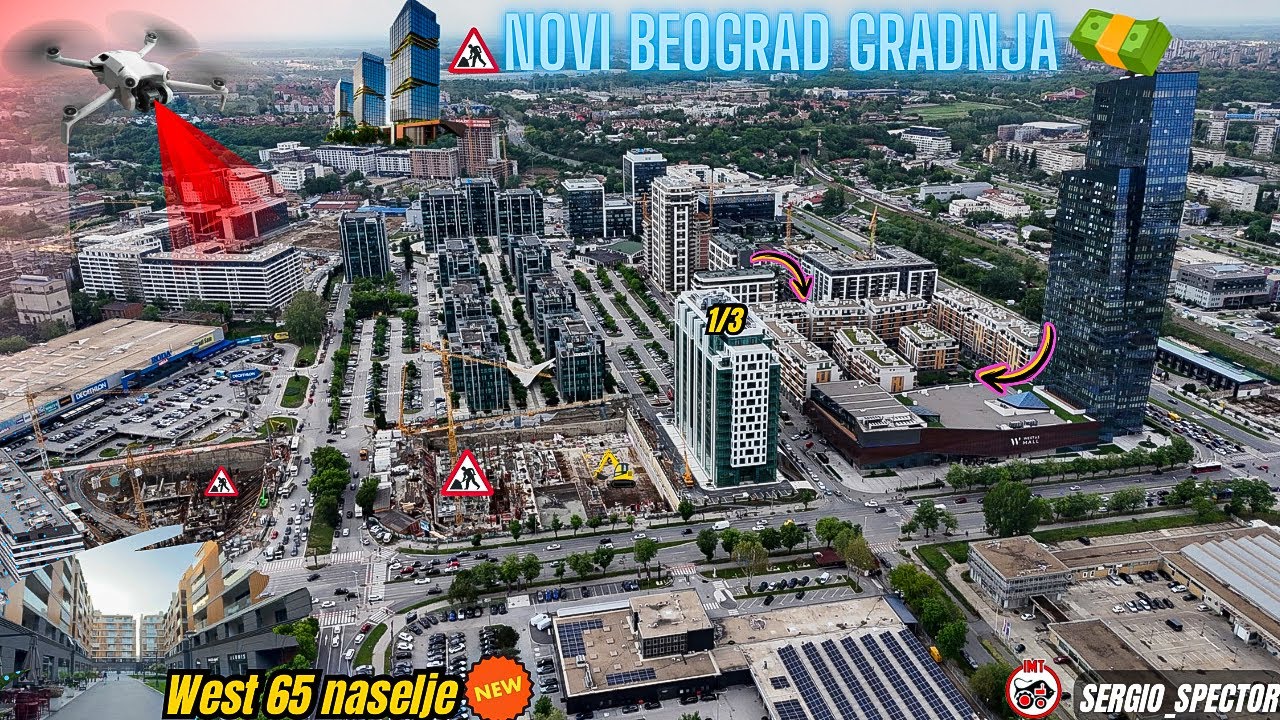 NOVI BEOGRAD GRADNJA na sve strane, Prvi put u naselju WEST 65, Green Line i IMT fabrika #beograd