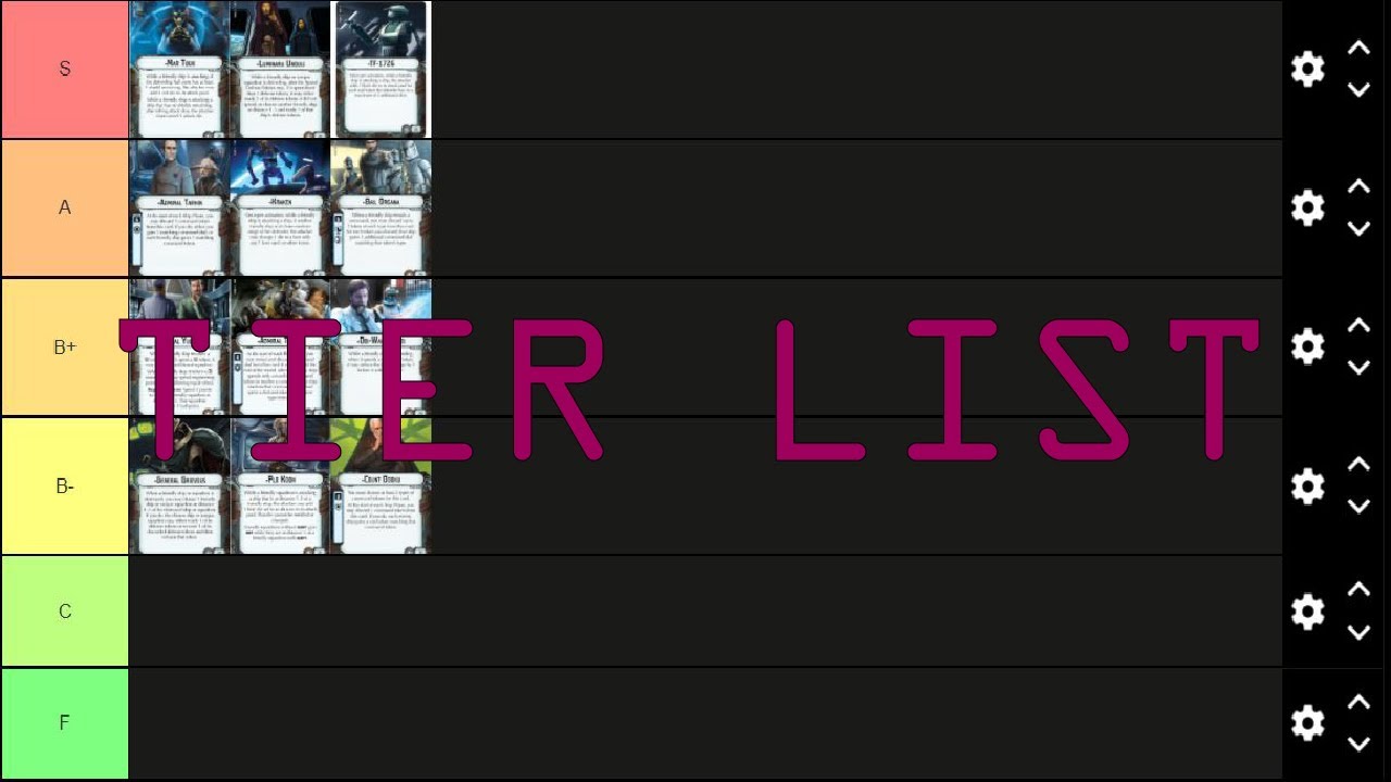Star Wars Armada - Clone Wars Commander Tier List
