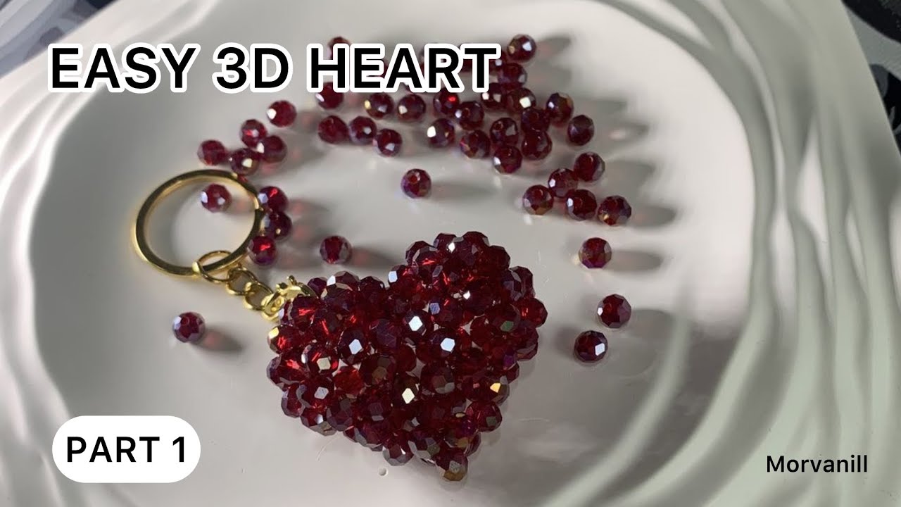 3D Beaded Heart Keychain Tutorial (Part 1)❤️ Easy Step-by-Step Pearl Design (Beginner Friendly DIY)