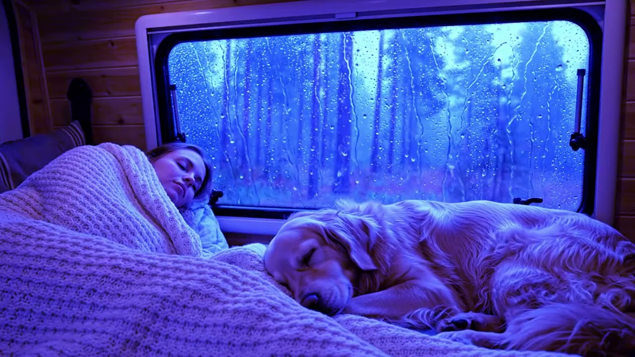 Rain Sounds at Night for Sleep with Soft Thunder and Calm Blue Ambience