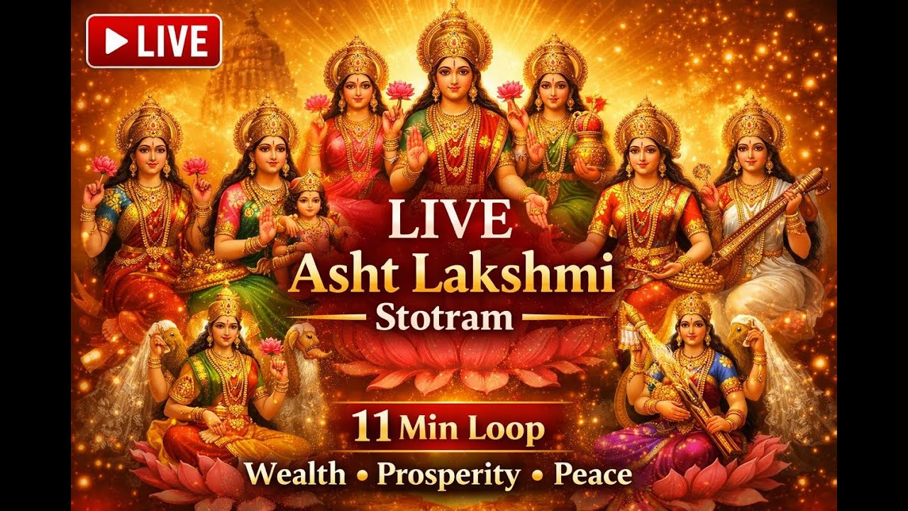 🔴 LIVE: अष्ट लक्ष्मी स्तोत्रम् | 11 मिनट जप | धन, समृद्धि और शांति | Lakshmi Live