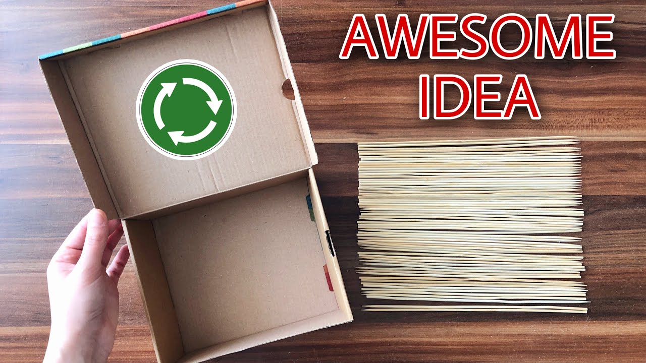 Удивительная переработка картонной коробки и шпажек ♻️🤩