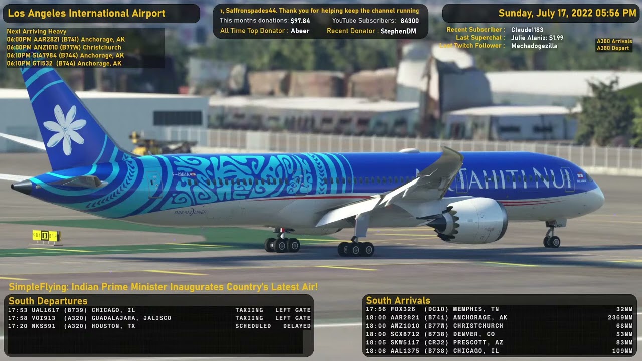 MSFS PSXT Traffic Air Tahiti Dreamliner takeoff from LAX