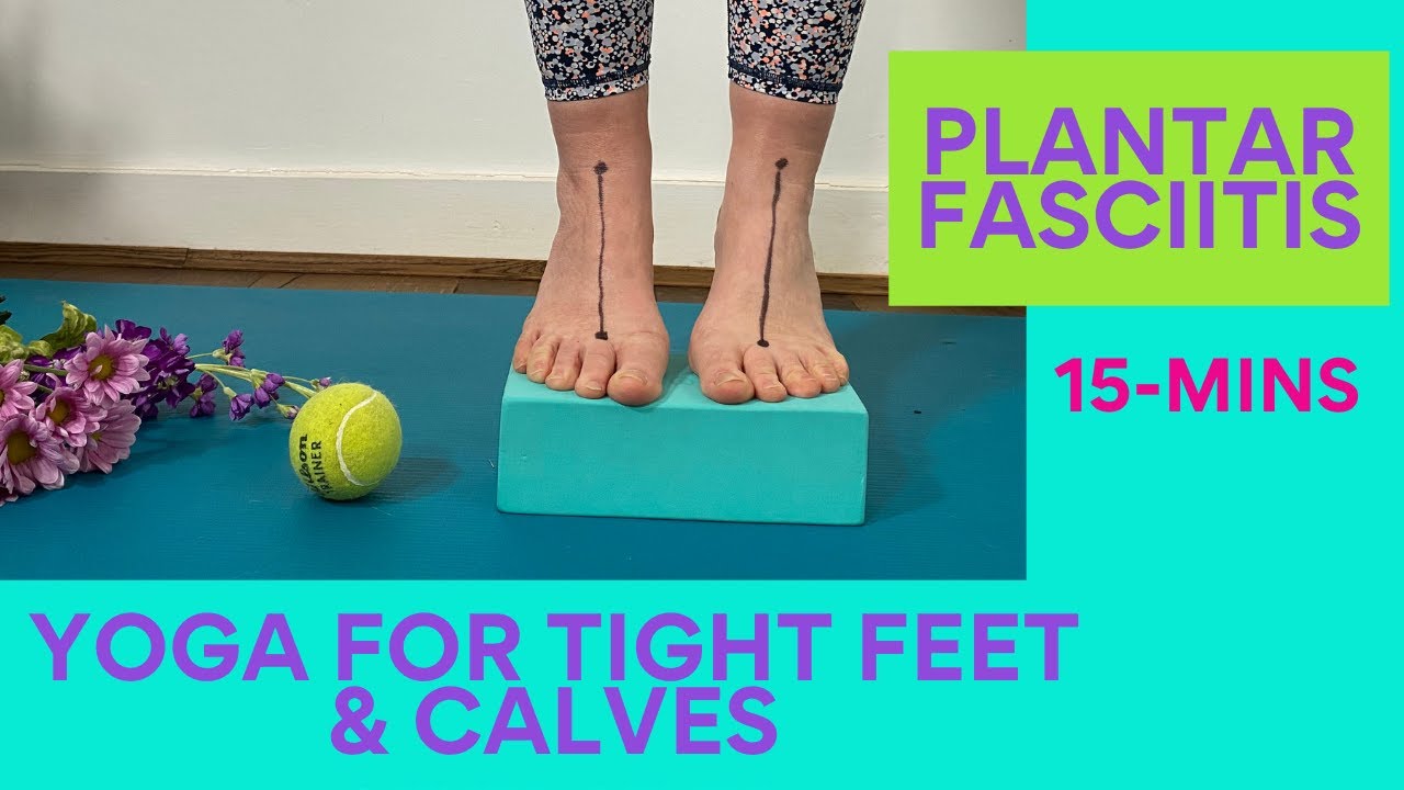Ease tight calves, hamstrings & feet | Yoga for Plantar Fasciitis | Anusara Yoga Class Calf Stretch