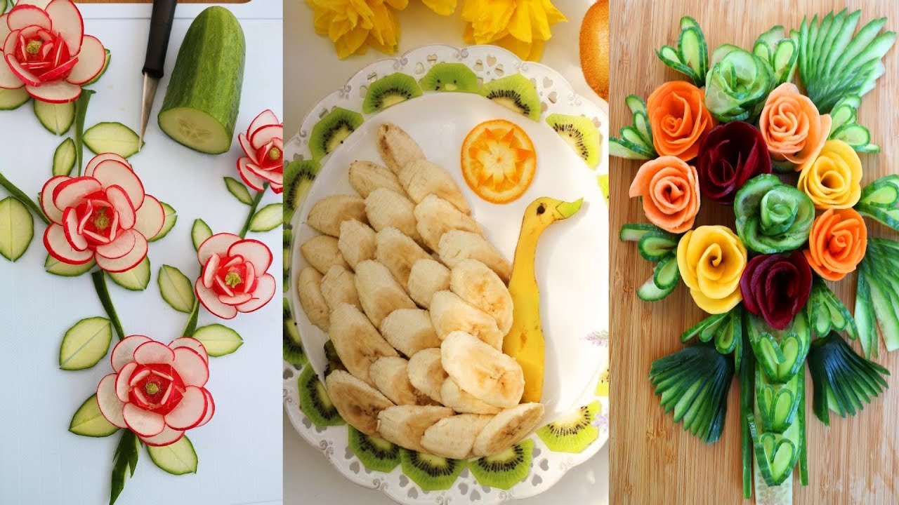 10 Super Fruits Decoration Ideas - Vegetable Flower Plate Decoration