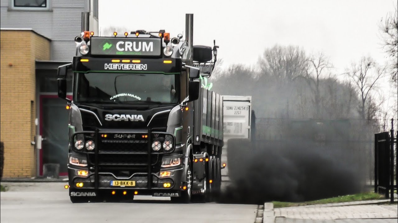 CRUM Sierbestrating SCANIA R520 NextGeneration V8 LOUD Exhaust Sound Compilation [ONBAORD]