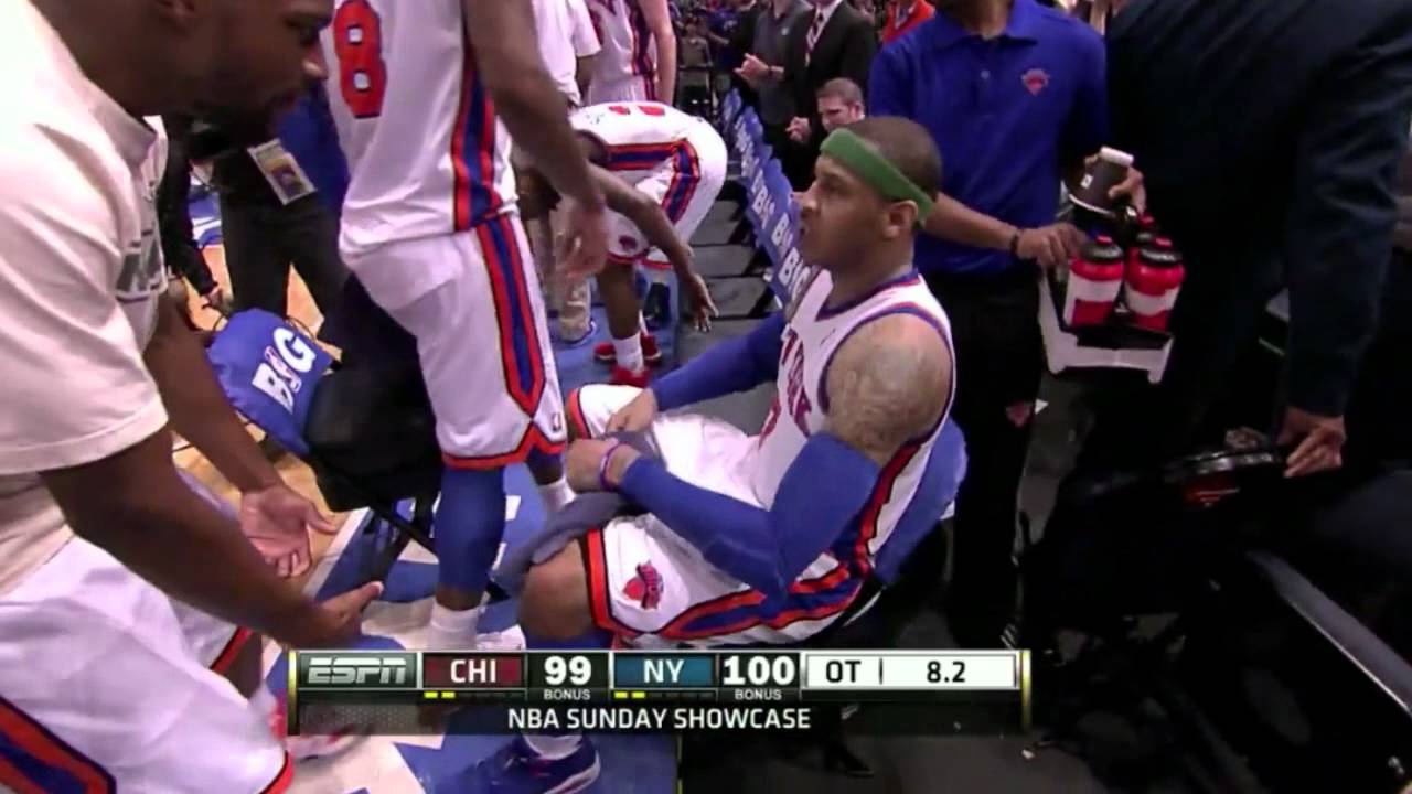 Carmelo Anthony game tying and winning shot vs. Bulls (Apr 8, 2012)