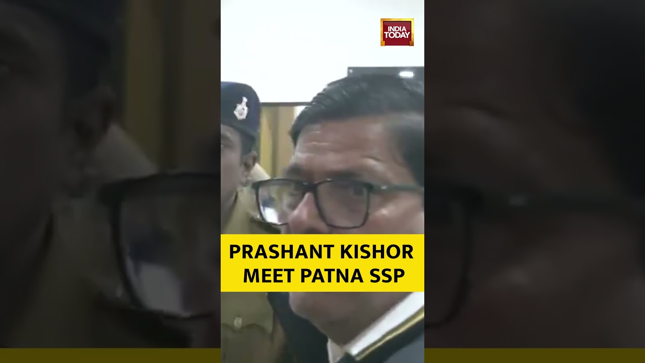 Prashant Kishor meets Patna SSP Kartikey K Sharma at his office on the death of a NEET student