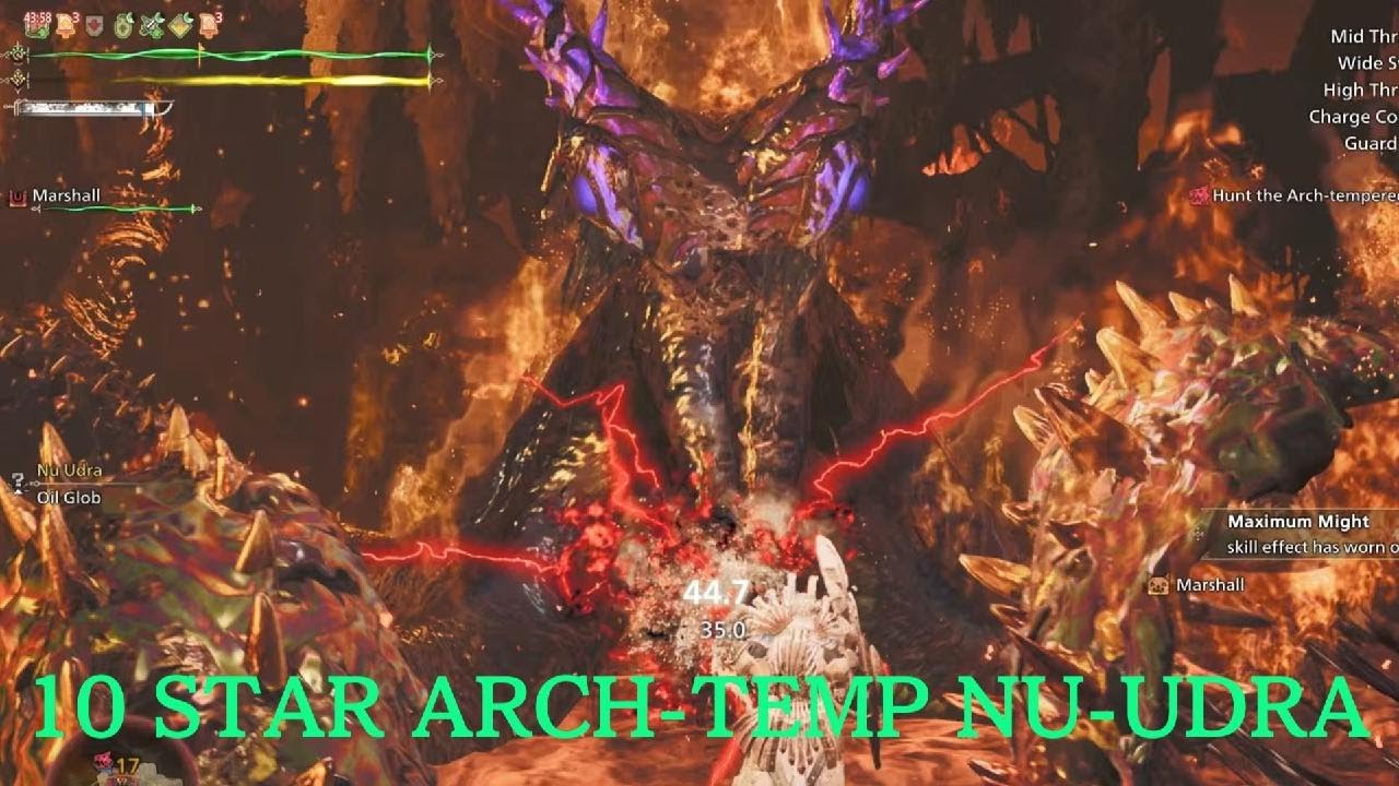 Monster Hunter Wilds: 10 Star Arch-Temperd Nu-Udra, No Carts, Solo, Lance