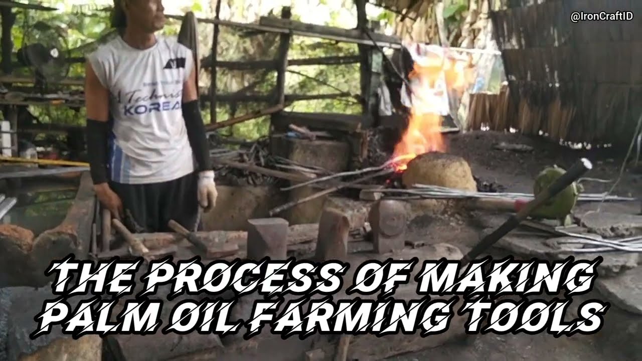 This blacksmith craftsman is making palm oil farming tools.