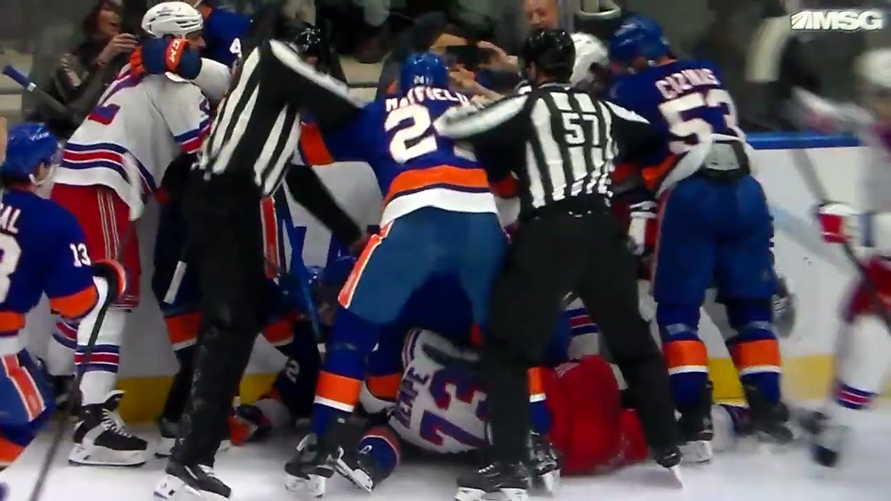 Rangers' Carrick trip & cross check penalties, Rangers' Rempe board penalty vs. Islanders