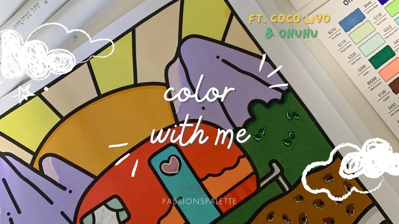 color with me 🖍️ | stress relief coloring book by coco wyo, ohuhu alcohol markers