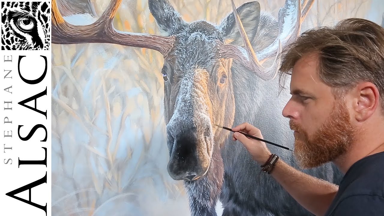 Peinture à l'huile d'un Orignal - Du dessin à la signature