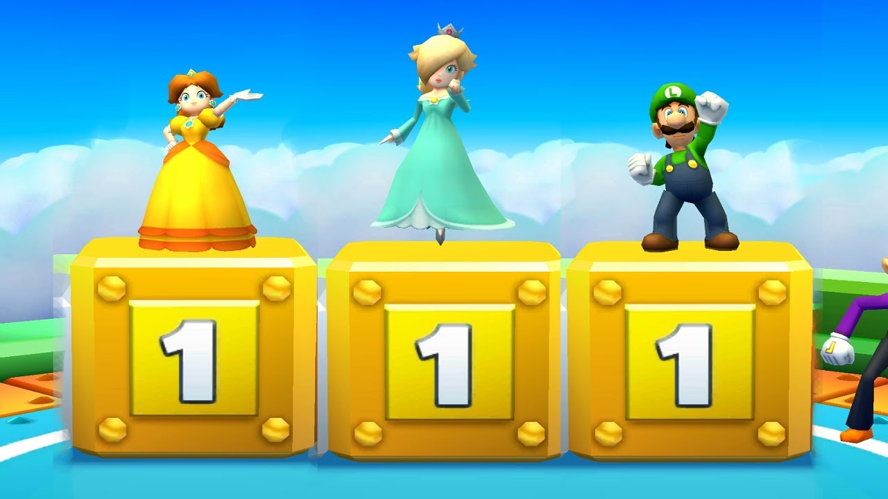 Mario Party Star Rush  MiniGames Daisy Vs Rosalina Vs Waluigi Vs Luigi