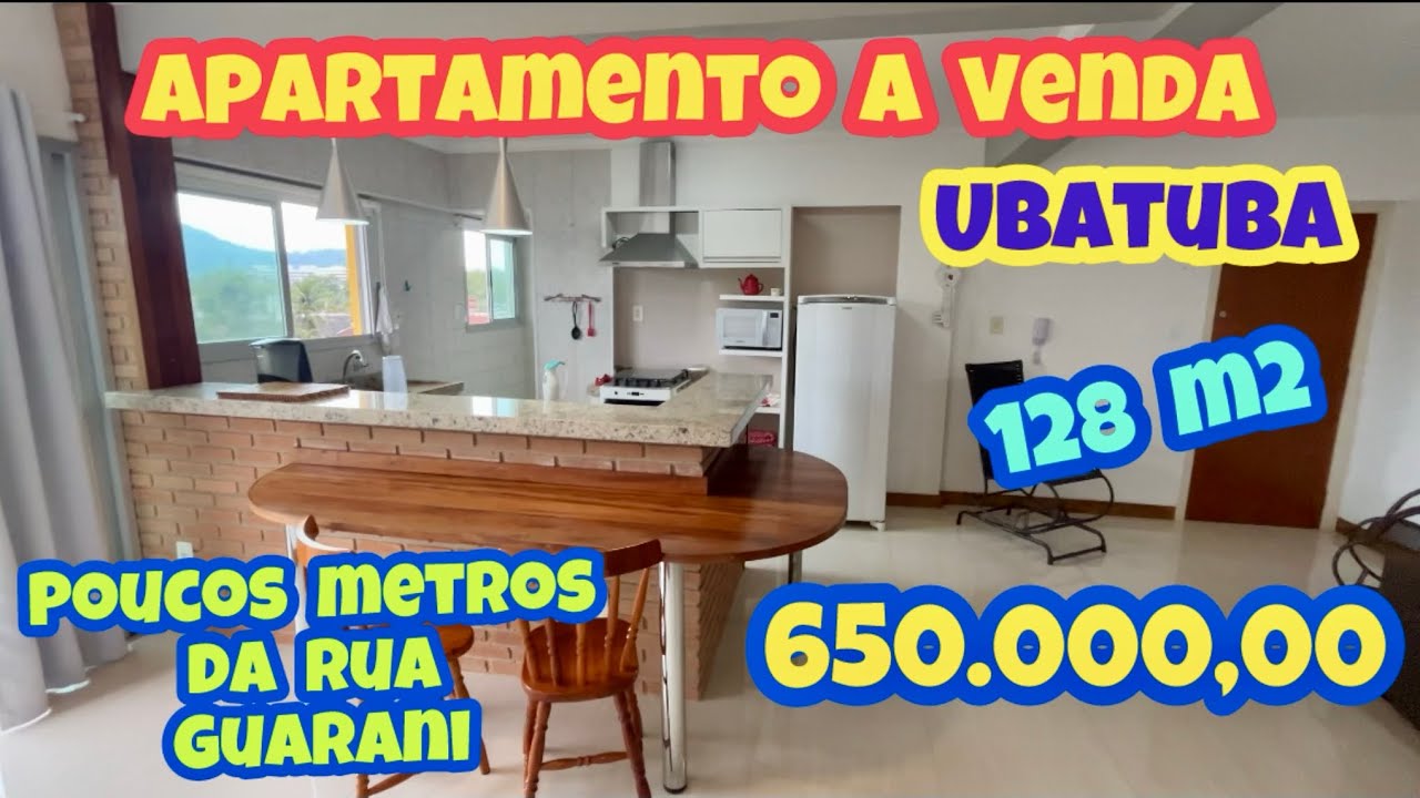 UBATUBA AMPLO APARTAMENTO A VENDA, POUCOS METROS DA RUA GUARANI 650.000,00 
