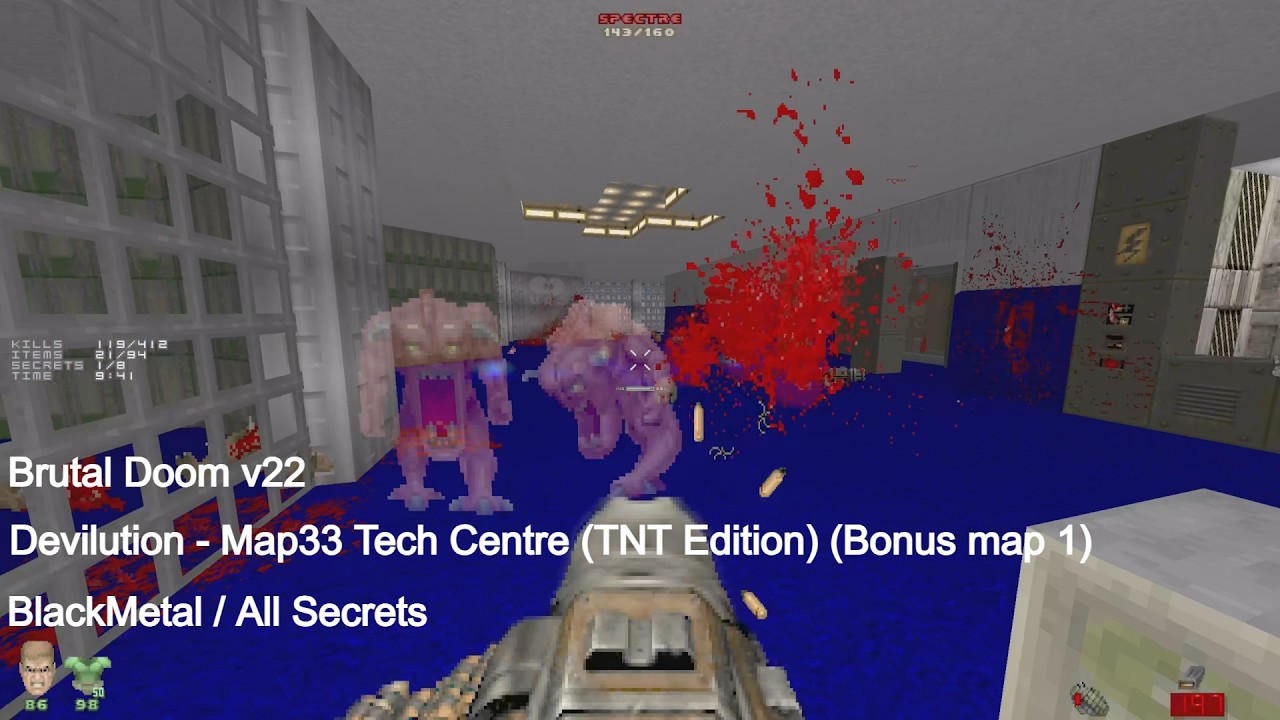 Brutal Doom v22 - Devilution Map33 Tech Centre (TNT Edition) (Bonus map 1) (All Secrets)