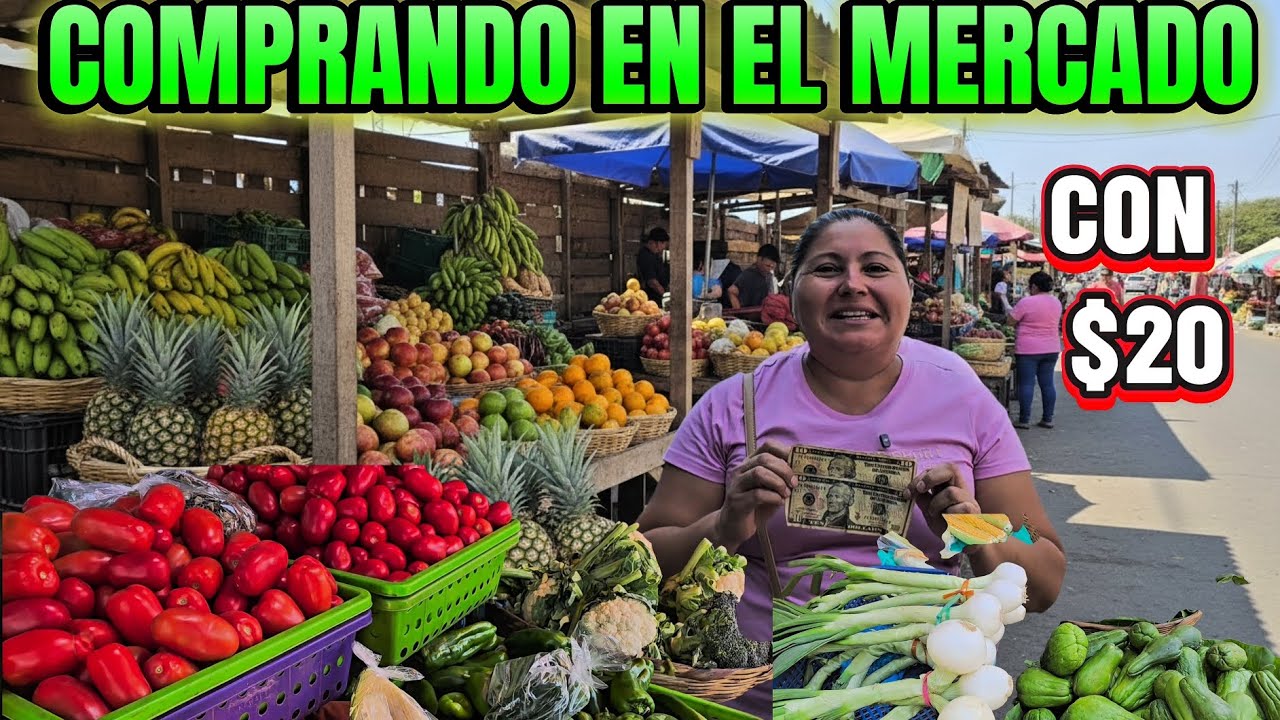 COMPRANDO en el MERCADO CON $20 EN EL SALVADOR #FORYOU 