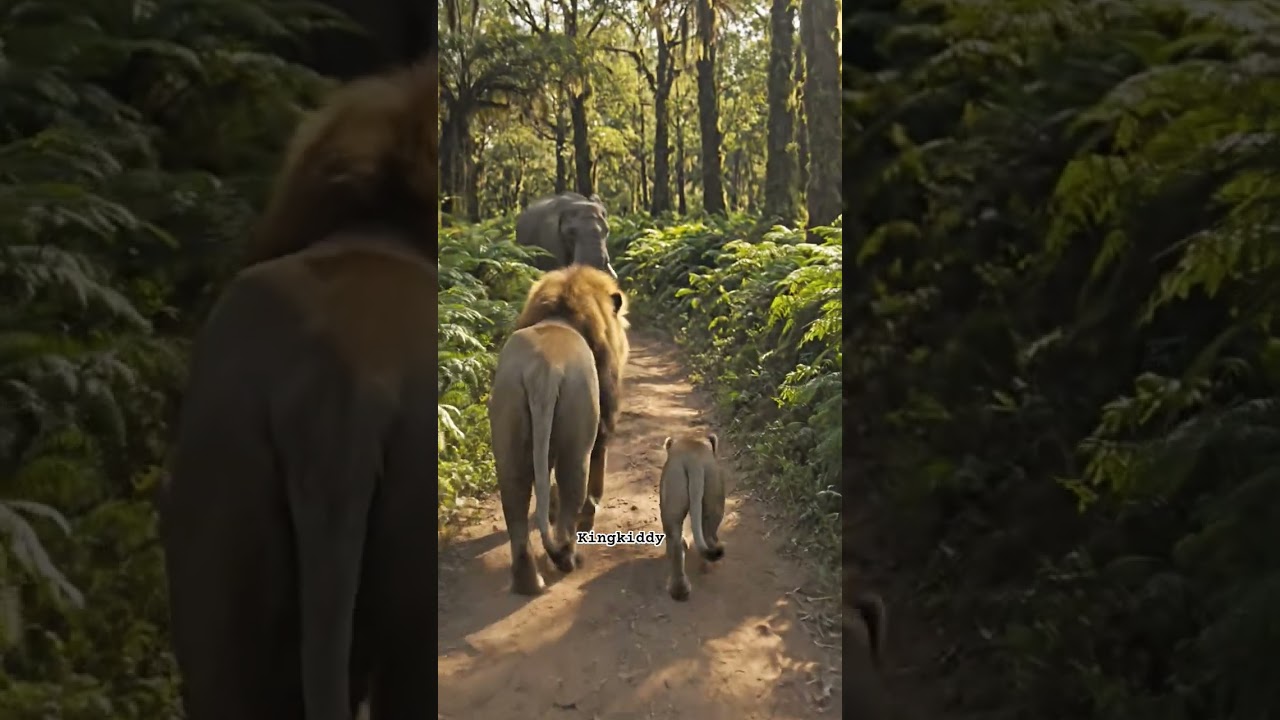 A lian chased by Elephant in forest #kingkiddy #famesoul