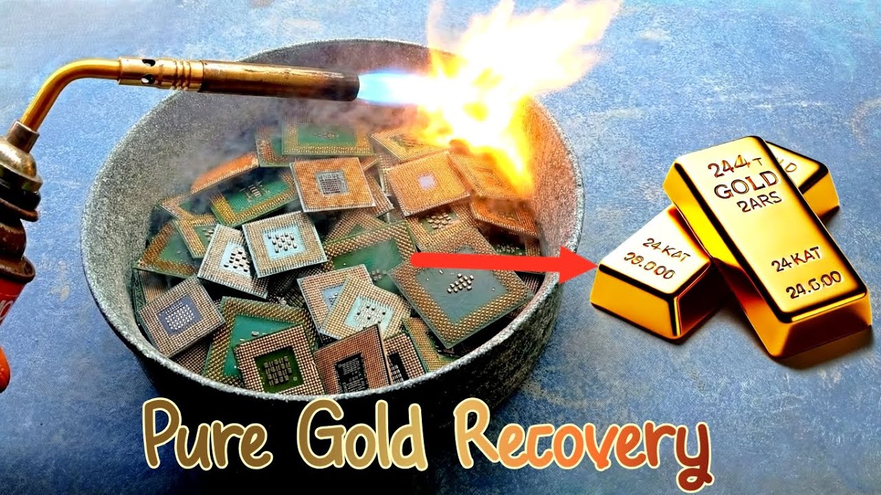 PURE GOLD RECOVERY: Step-by-Step E-Waste Refining using Aqua Regia (Green CPU Pins)