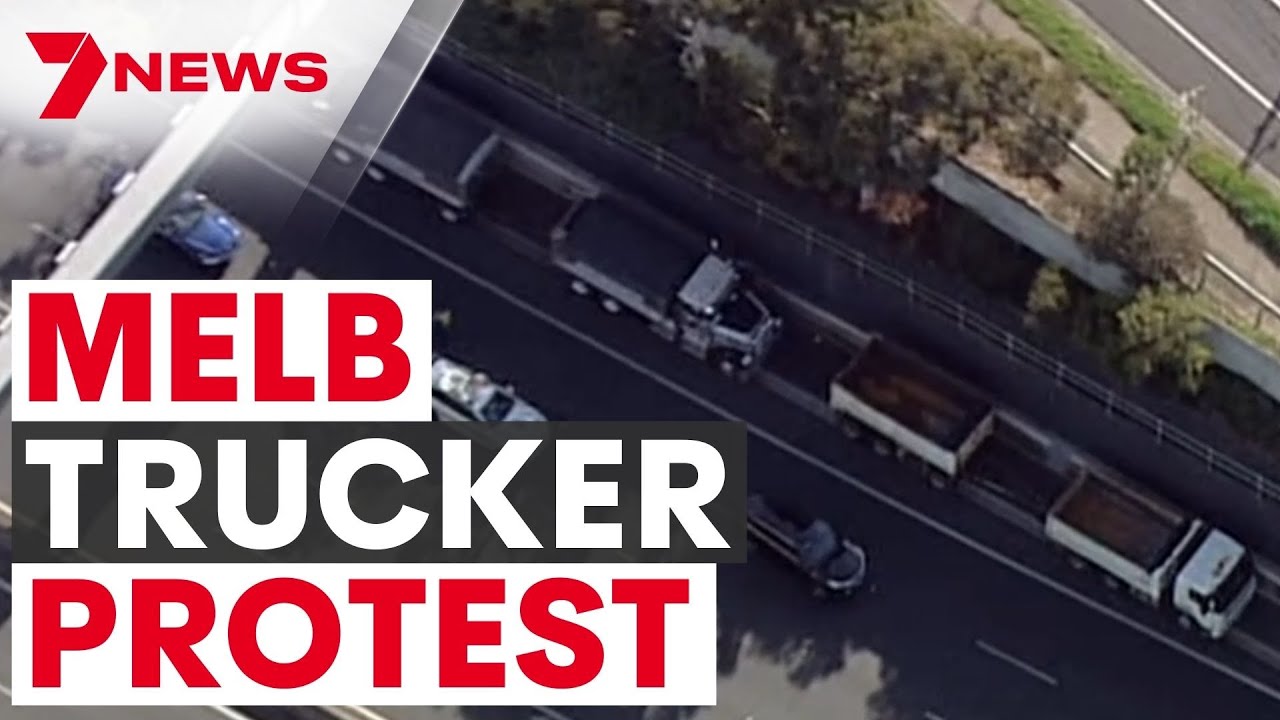 BREAKING: Melbourne truck drivers protest mandatory COVID vaccines | 7NEWS