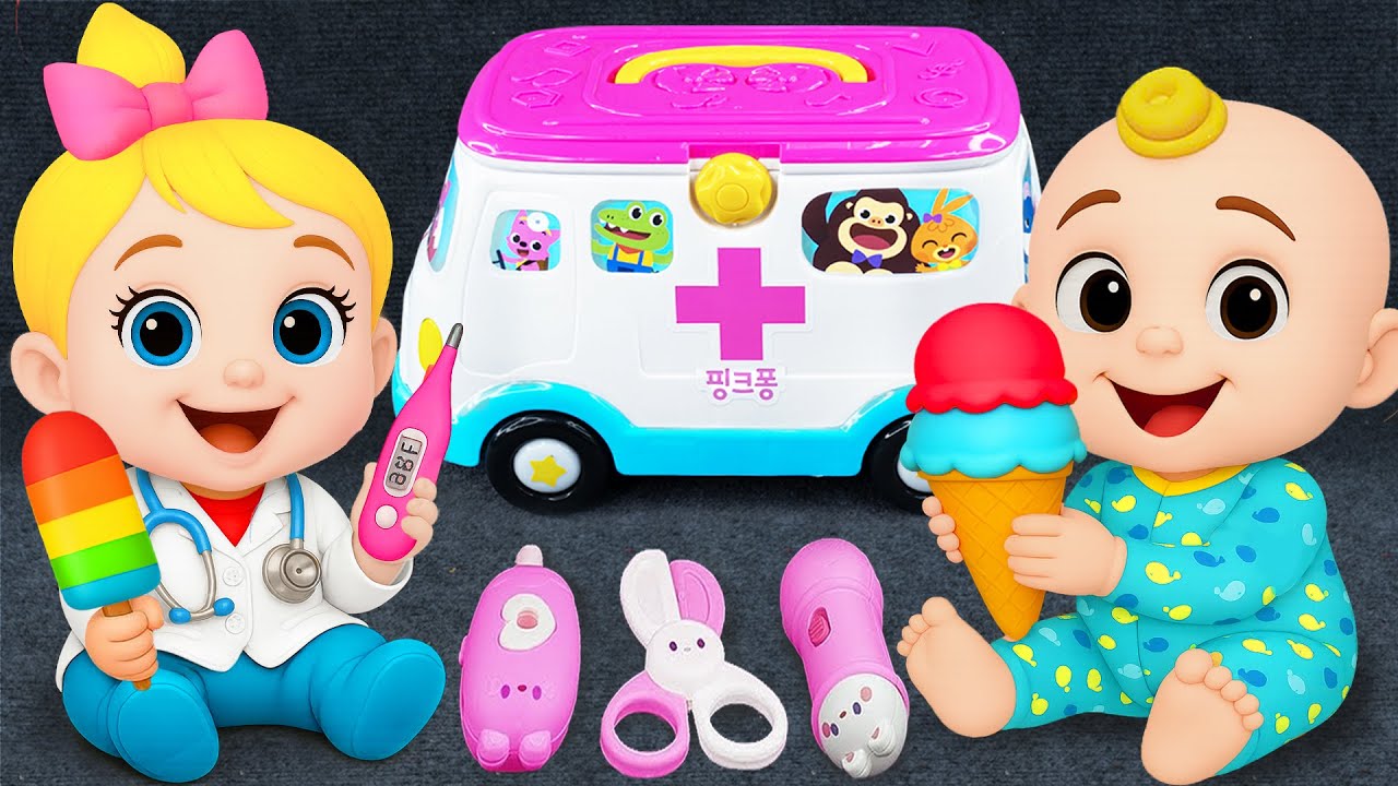 95 Minutes Satisfying Unboxing PINKFONG Ambulance Doctor Set, First Aid Toys ASMR | Review Toys