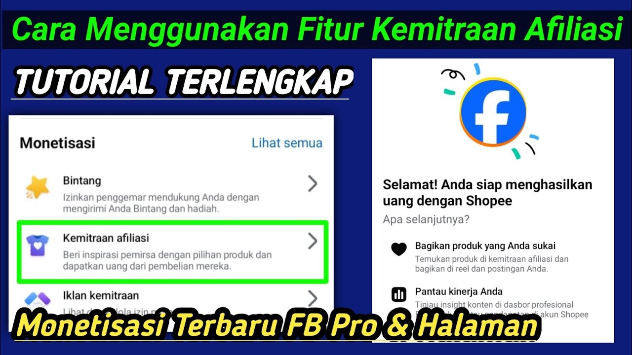 Kemitraan Afiliasi Facebook || Cara Menggunakan Fitur Kemitraan Afiliasi FB Pro
