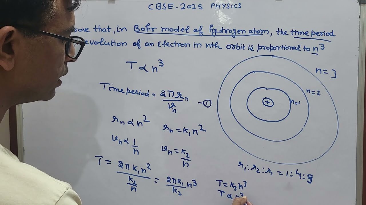 prove that in Bohr model of hydrogen atom the time period of revolution of an electron in nth orbit