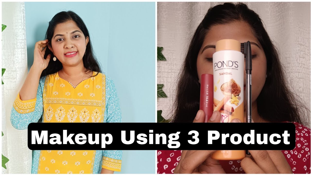 Simple Makeup Tutorial Using 3 Products | No Foundation Makeup | Sankita Patil