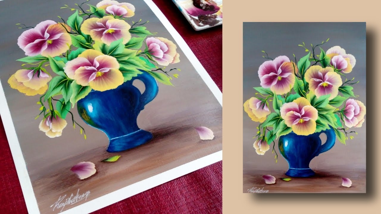 STEP by STEP Pansy Painting - Colorful Strokes - Acrylic Painting Demonstration - Day #5