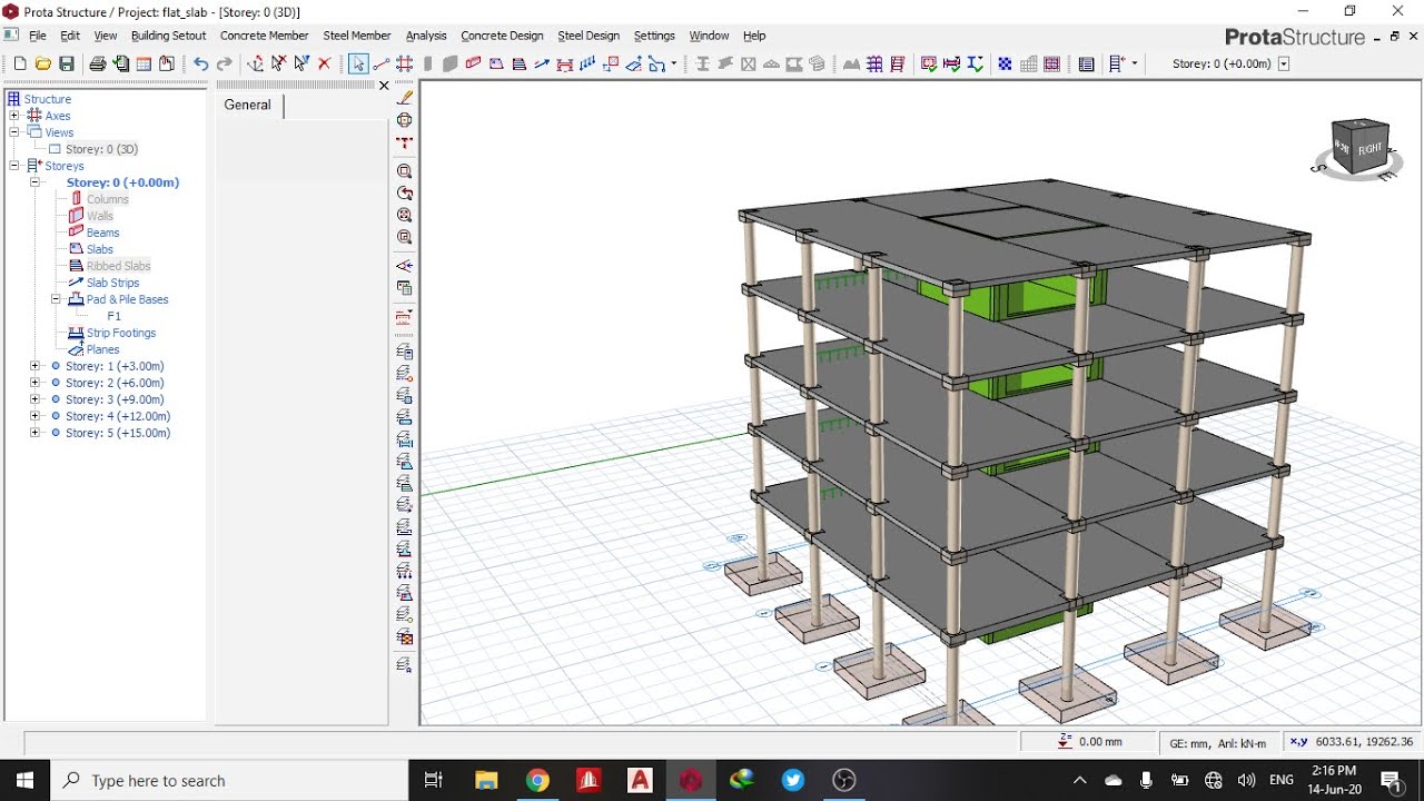 Modelling, analysis and design of flat slab using prota structure