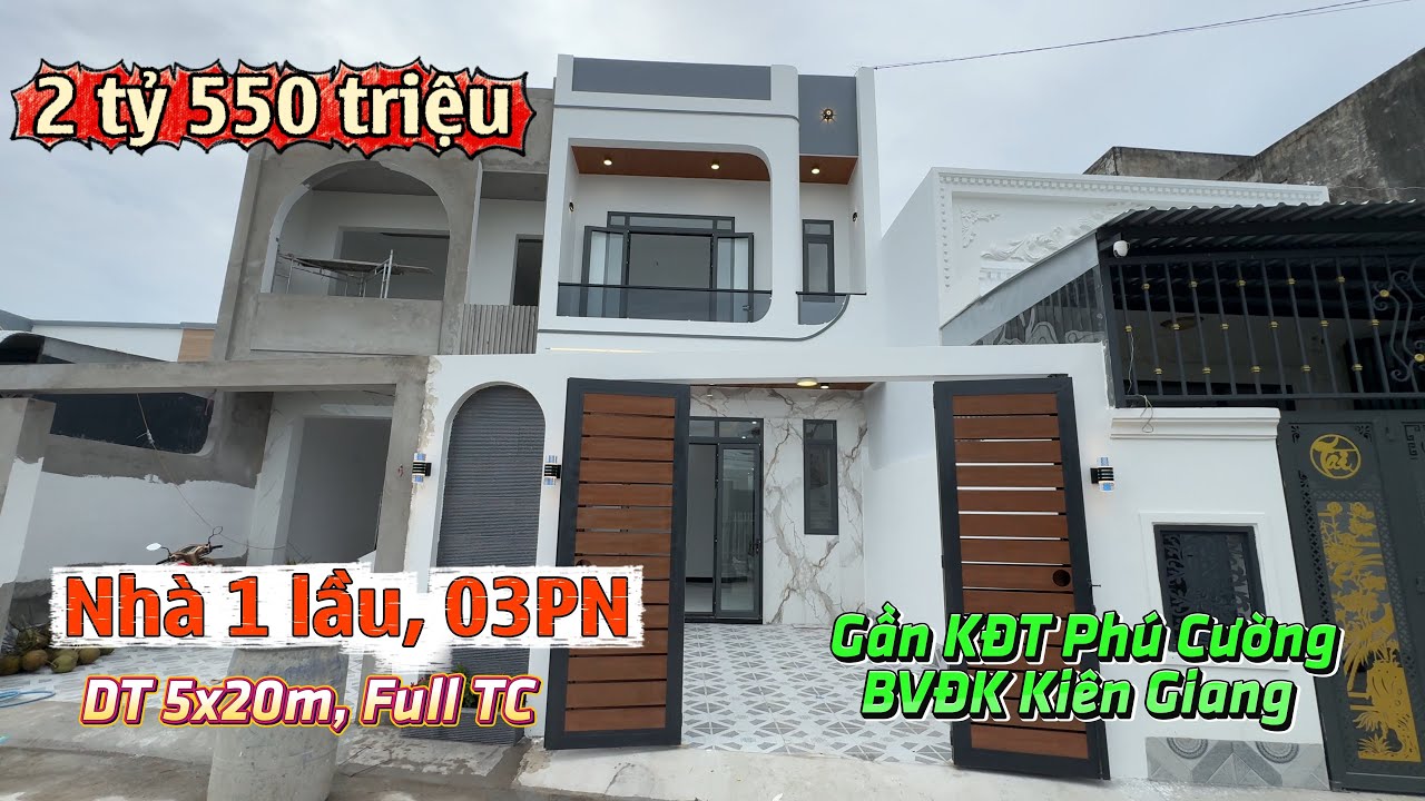 Nhà 1 trệt 1 lầu, 03PN, sân đậu ô tô, trung tâm TP, gần BVĐK Kiên Giang